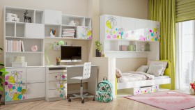 Детская комната Флер (Белый/корпус Выбеленное дерево) в Назарово - nazarovo.katalogmebeli.com | фото 2