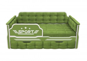 Кровать 160 серии Спорт 2 ящика 76 Зелёный (мягкие боковые накладки) в Назарово - nazarovo.katalogmebeli.com | фото
