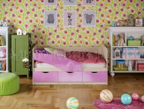 Кровать Бабочки 1,6м (Сиреневый металлик) в Назарово - nazarovo.katalogmebeli.com | фото