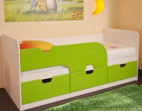 Кровать детская Минима 1,86м с ящиками (дуб атланта/лайм глянец) в Назарово - nazarovo.katalogmebeli.com | фото