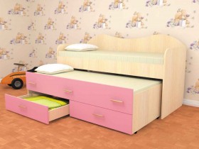 Кровать детская Нимфа двухместная 2.0 Дуб молочный/Розовый в Назарово - nazarovo.katalogmebeli.com | фото