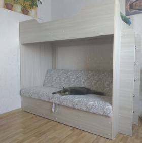 Кровать двухъярусная с диваном (Беленый дуб) в Назарово - nazarovo.katalogmebeli.com | фото 1