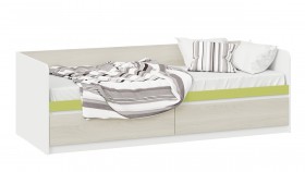 Кровать «Сканди» с 2 ящиками Дуб Гарден/Белый/Зеленый в Назарово - nazarovo.katalogmebeli.com | фото 1