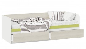 Кровать «Сканди» с 2 ящиками Дуб Гарден/Белый/Зеленый в Назарово - nazarovo.katalogmebeli.com | фото 2