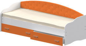 Кровать Софа-7 с мягкой спинкой (800х1900) Белый/Оранжевый в Назарово - nazarovo.katalogmebeli.com | фото