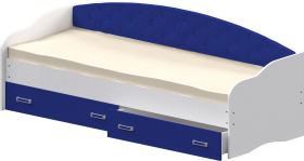 Кровать Софа-8 с мягкой спинкой (900х1900) Белый/Синий в Назарово - nazarovo.katalogmebeli.com | фото