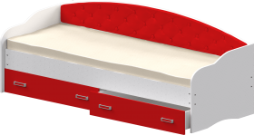 Кровать Софа-8 с мягкой спинкой (900х2000) Белый/Красный в Назарово - nazarovo.katalogmebeli.com | фото