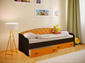 Кровать Софа-8 с мягкой спинкой (900х2000) Венге/Оранжевый в Назарово - nazarovo.katalogmebeli.com | фото