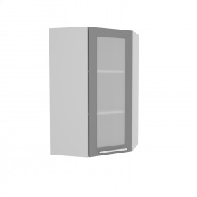 Квадро ВПУС 550 шкаф верхний угловой со стеклом высокий (Железо/корпус Серый) в Назарово - nazarovo.katalogmebeli.com | фото