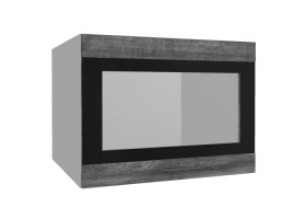 Лофт ВПГСФ 600 шкаф верхний горизонтальный со стеклом высокий с фотопечатью (Дуб бурый/корпус Серый) в Назарово - nazarovo.katalogmebeli.com | фото