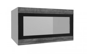 Лофт ВПГСФ 800 шкаф верхний горизонтальный со стеклом высокий с фотопечатью (Дуб бурый/корпус Серый) в Назарово - nazarovo.katalogmebeli.com | фото
