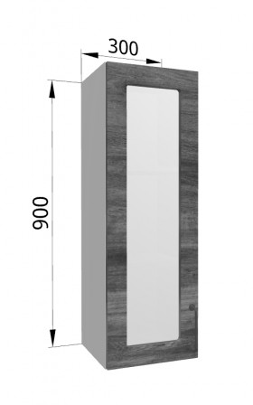 Лофт ВПС 300 шкаф верхний со стеклом высокий (Дуб бурый/корпус Серый) в Назарово - nazarovo.katalogmebeli.com | фото