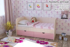 Мальвина Кровать детская 2 ящика 1.6 Розовыйй глянец в Назарово - nazarovo.katalogmebeli.com | фото