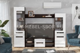 Мебель для гостиной МГС 6 (Исполнение 1/Венге/Белый глянец) в Назарово - nazarovo.katalogmebeli.com | фото