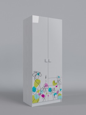 Шкаф 2-х створчатый с ящиками Флёр (Белый/корпус Выбеленное дерево) в Назарово - nazarovo.katalogmebeli.com | фото
