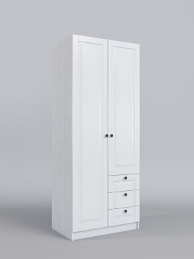 Шкаф 2-х створчатый с ящиками Классика (Белый/корпус Выбеленное дерево) в Назарово - nazarovo.katalogmebeli.com | фото
