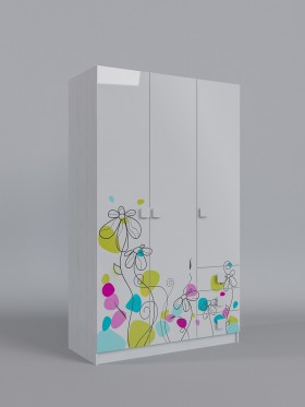 Шкаф 3-х створчатый с ящиками Флёр (Белый/корпус Выбеленное дерево) в Назарово - nazarovo.katalogmebeli.com | фото 1