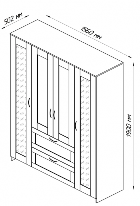 Шкаф четырехдверный Сириус с 1 зеркалом и 2 ящиками белый в Назарово - nazarovo.katalogmebeli.com | фото 2