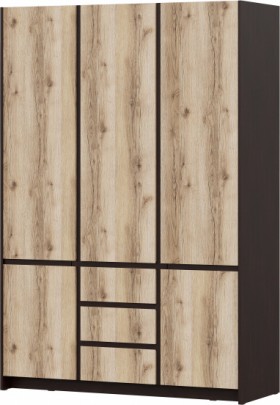 Модульная система "Прага" Шкаф для одежды трехстворчатый Дуб Венге/Дуб Делано в Назарово - nazarovo.katalogmebeli.com | фото