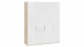 Шкаф для одежды с 4 глухими дверями «Эмбер» Яблоня Беллуно/Белый глянец в Назарово - nazarovo.katalogmebeli.com | фото